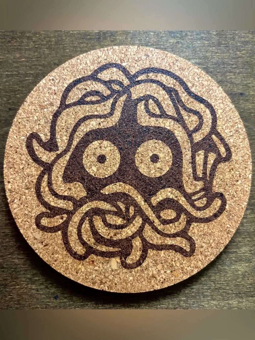 Pokemon Tangela Face Laser Engraved Cork Coaster